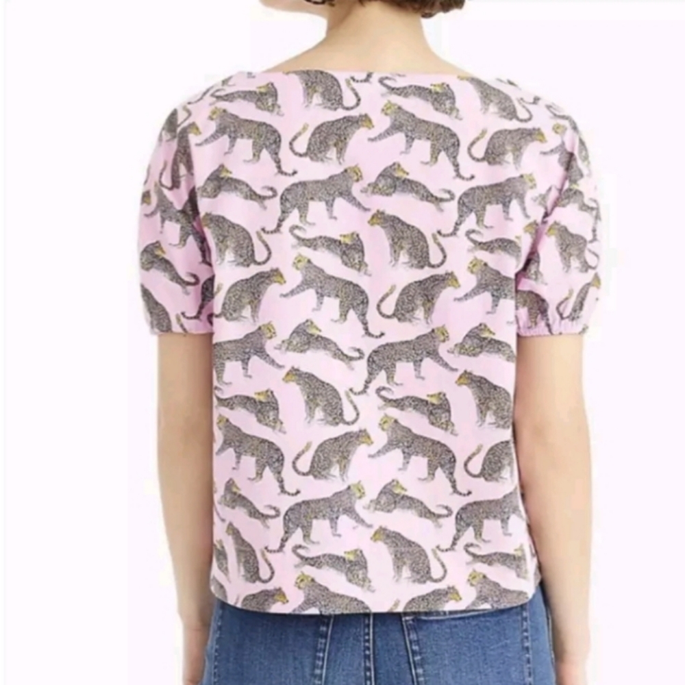 J. Crew Ratti Pink Print Cheetah Print Blouse Top Size XXS - Picture 3 of 10